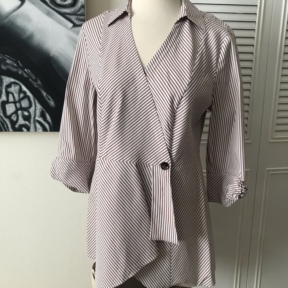 Chico’s Black Label Striped Peplum Blouse